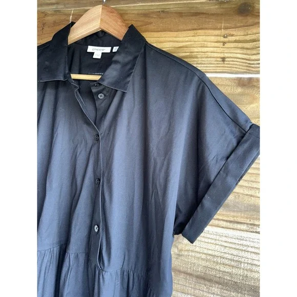 Chicos Poplin Diagonal Button Front Dress Sz 8 Black Size 2.5 EXCELLENT!! - Picture 5 of 7